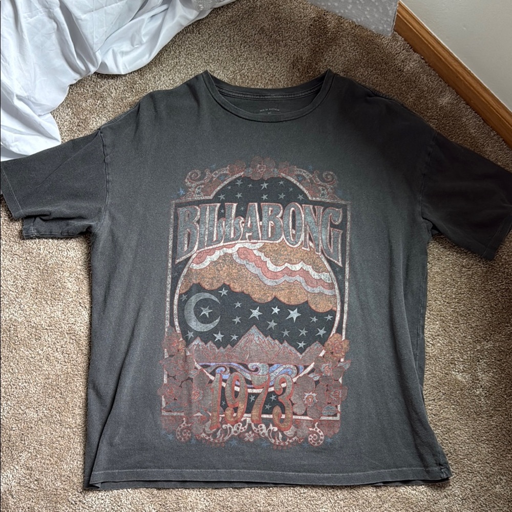 Billabong Black Short Sleeve Tee Graphic Design